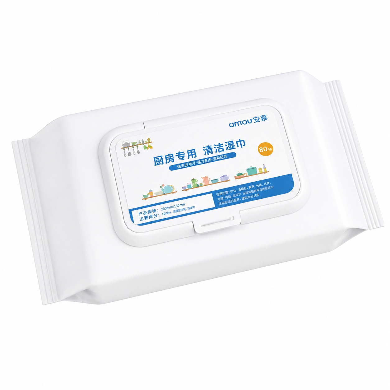 Kitchen Cleaning Wet Wipes 80 Sheets Degreasing Surface Wipes