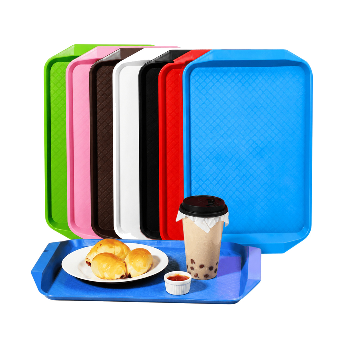 Plastic Food Serving Tray Restaurant Canteen Kitchen Serving Tray Durable Food Tray