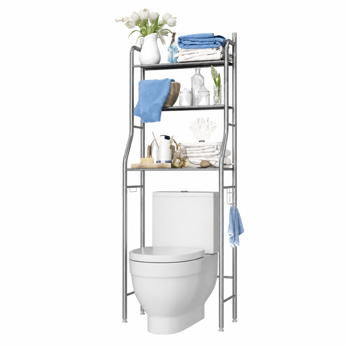 3 Tier Toilet Storage Rack Bathroom Space Saver Shelf Laundry Organizer Rack Metal Toilet Storage Stand