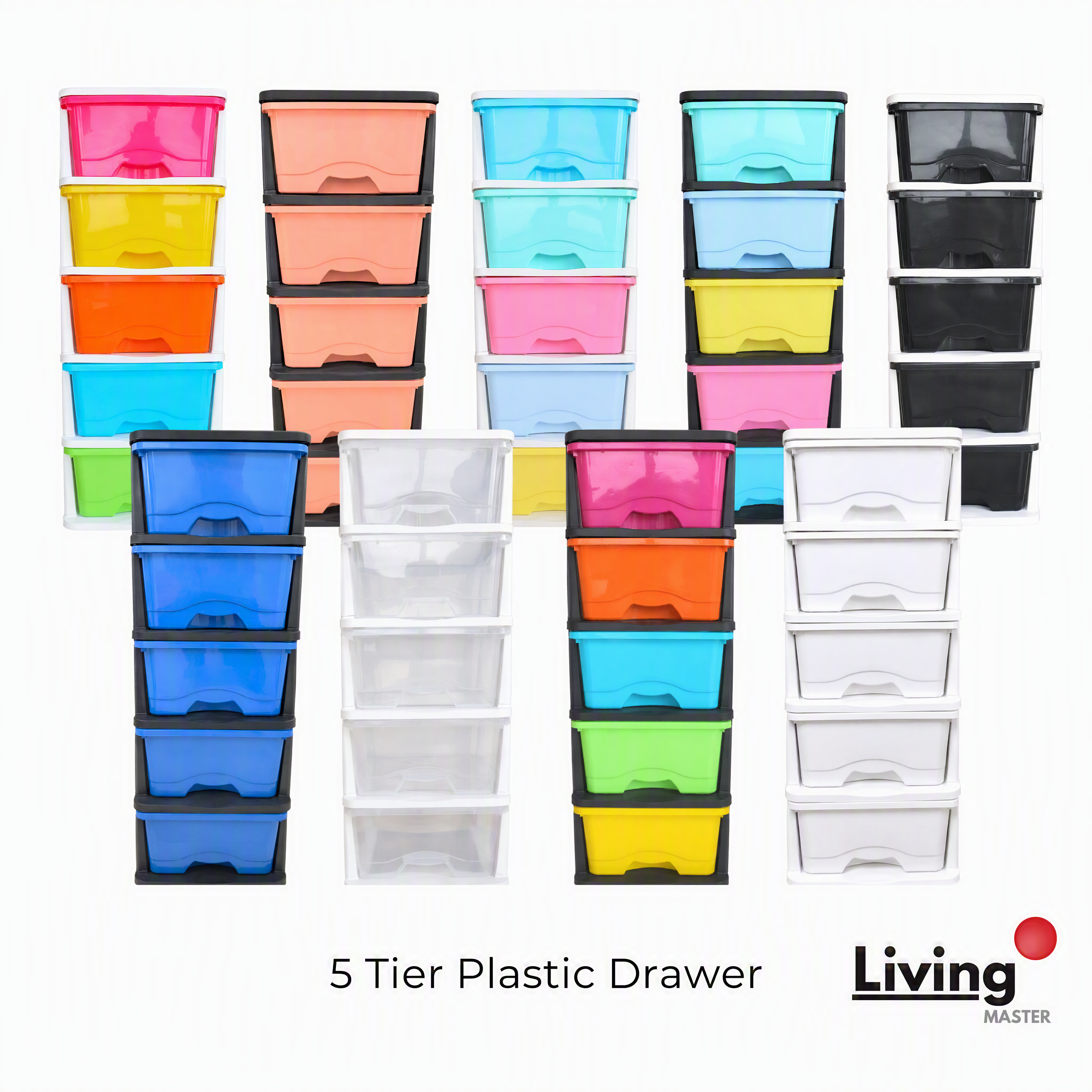 Laci 5 Tingkat Kabinet M300 Local Product Modern Big Storage Durable Clear Transparent Plastic Drawer