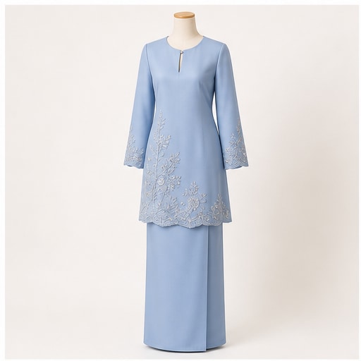 Modern Kurung Set - Azure