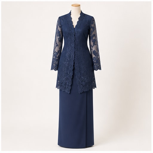 Elegant Kebaya Set - Navy